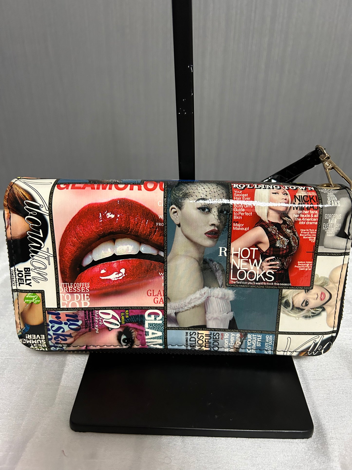 Magazine Print Wristlet Wallet