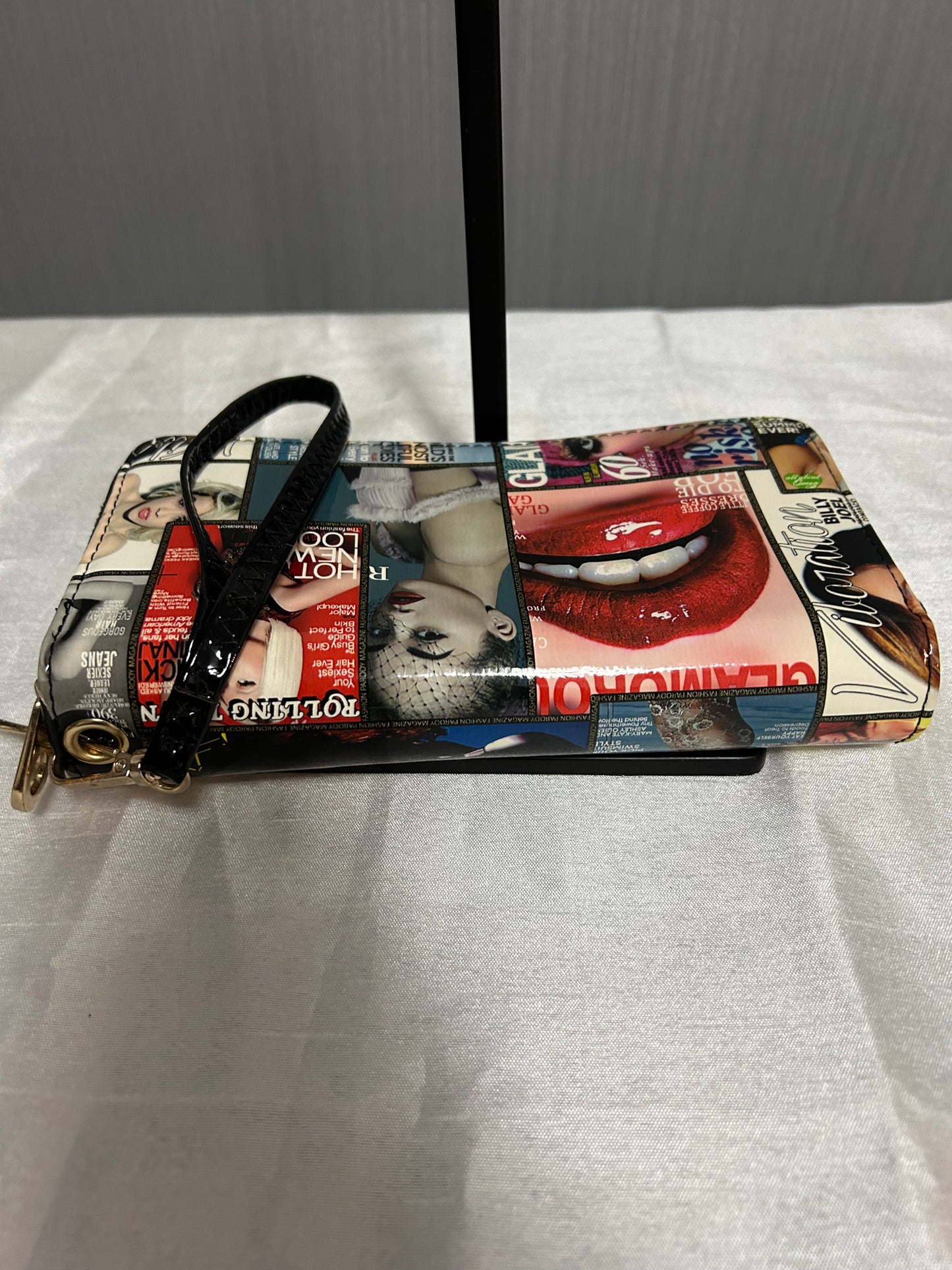 Magazine Print Wristlet Wallet