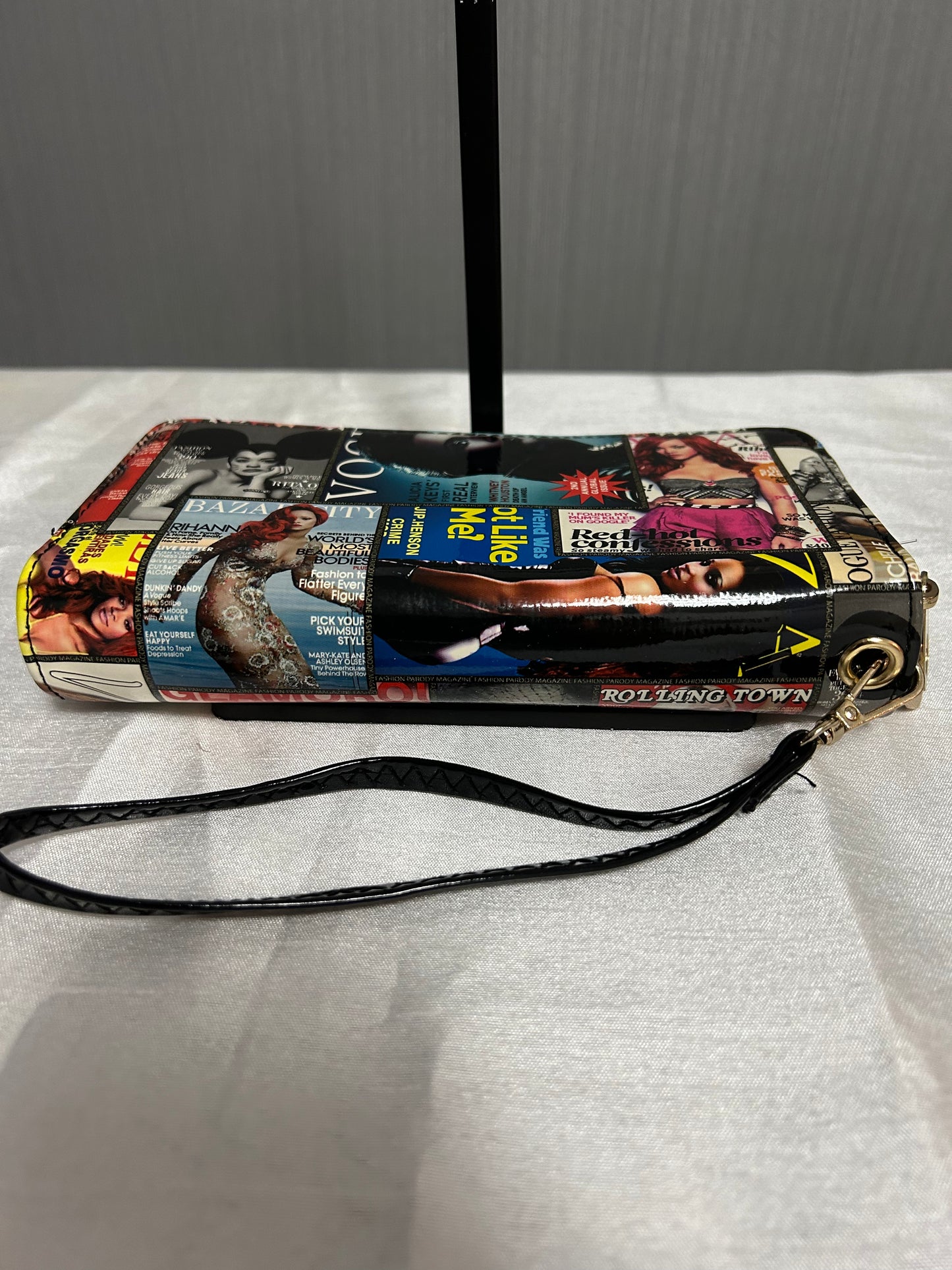 Magazine Print Wristlet Wallet