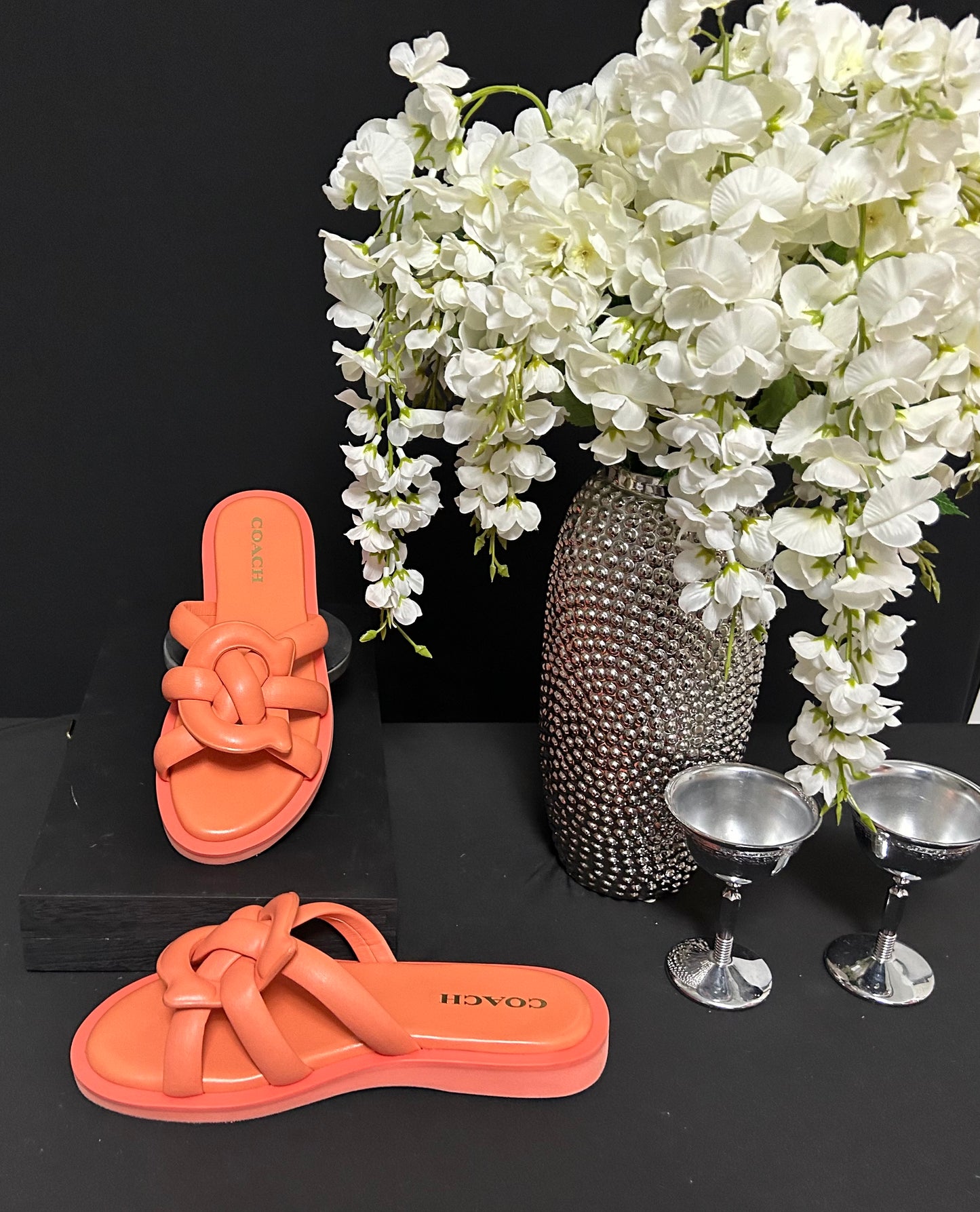 Coach Georgie Tangerine Leather Sandal
