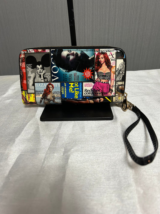 Magazine Print Wristlet Wallet