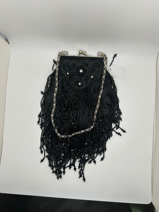 Mini Beaded Black Shoulder Bag